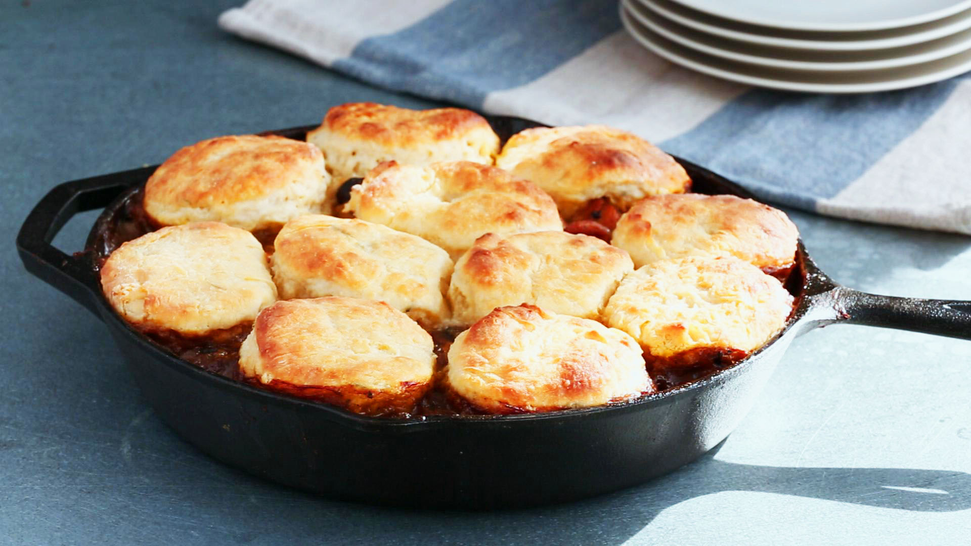Turkey Pot Pie with a Sage Biscuit Topping